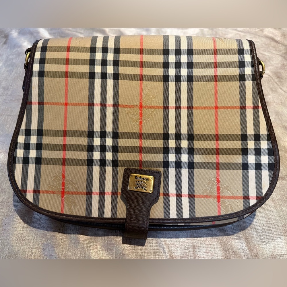 Burberrys Nova Check vintage saddle shoulder or crossbody bag